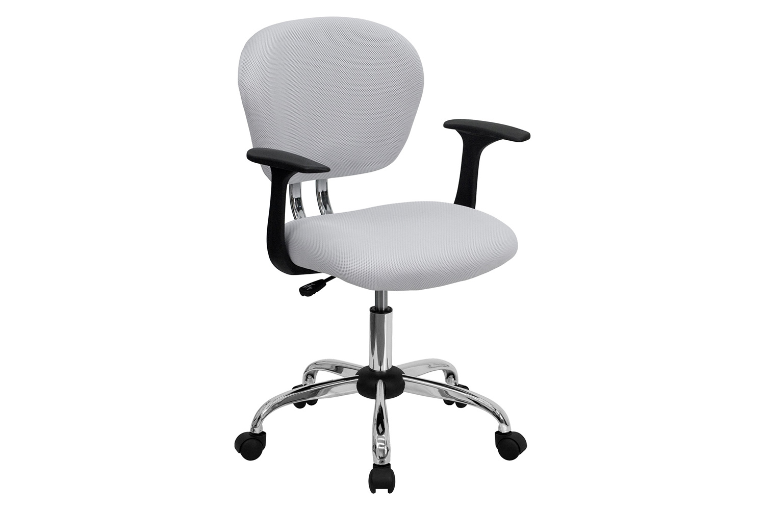 BLNK Beverly Mid-Back Mesh Padded Swivel Task Office Chair with Chrome Base - White, with Arms