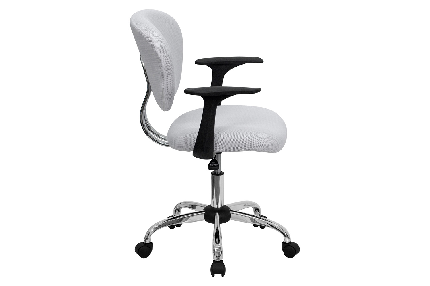 BLNK Beverly Mid-Back Mesh Padded Swivel Task Office Chair with Chrome Base - White, with Arms