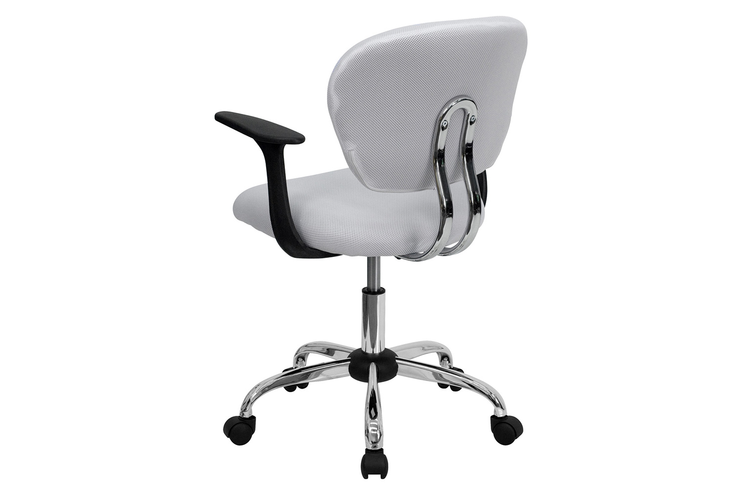 BLNK Beverly Mid-Back Mesh Padded Swivel Task Office Chair with Chrome Base - White, with Arms