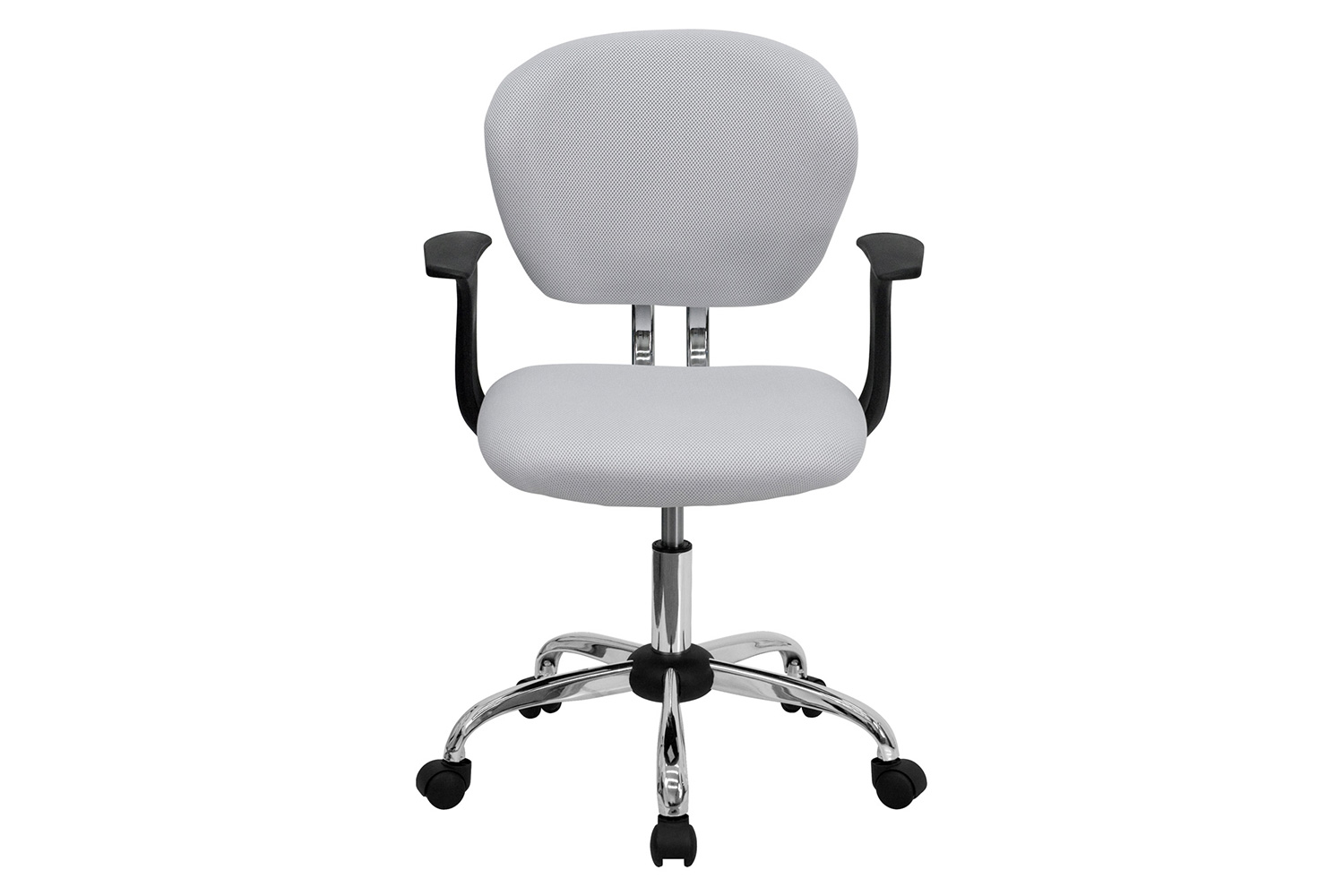 BLNK Beverly Mid-Back Mesh Padded Swivel Task Office Chair with Chrome Base - White, with Arms