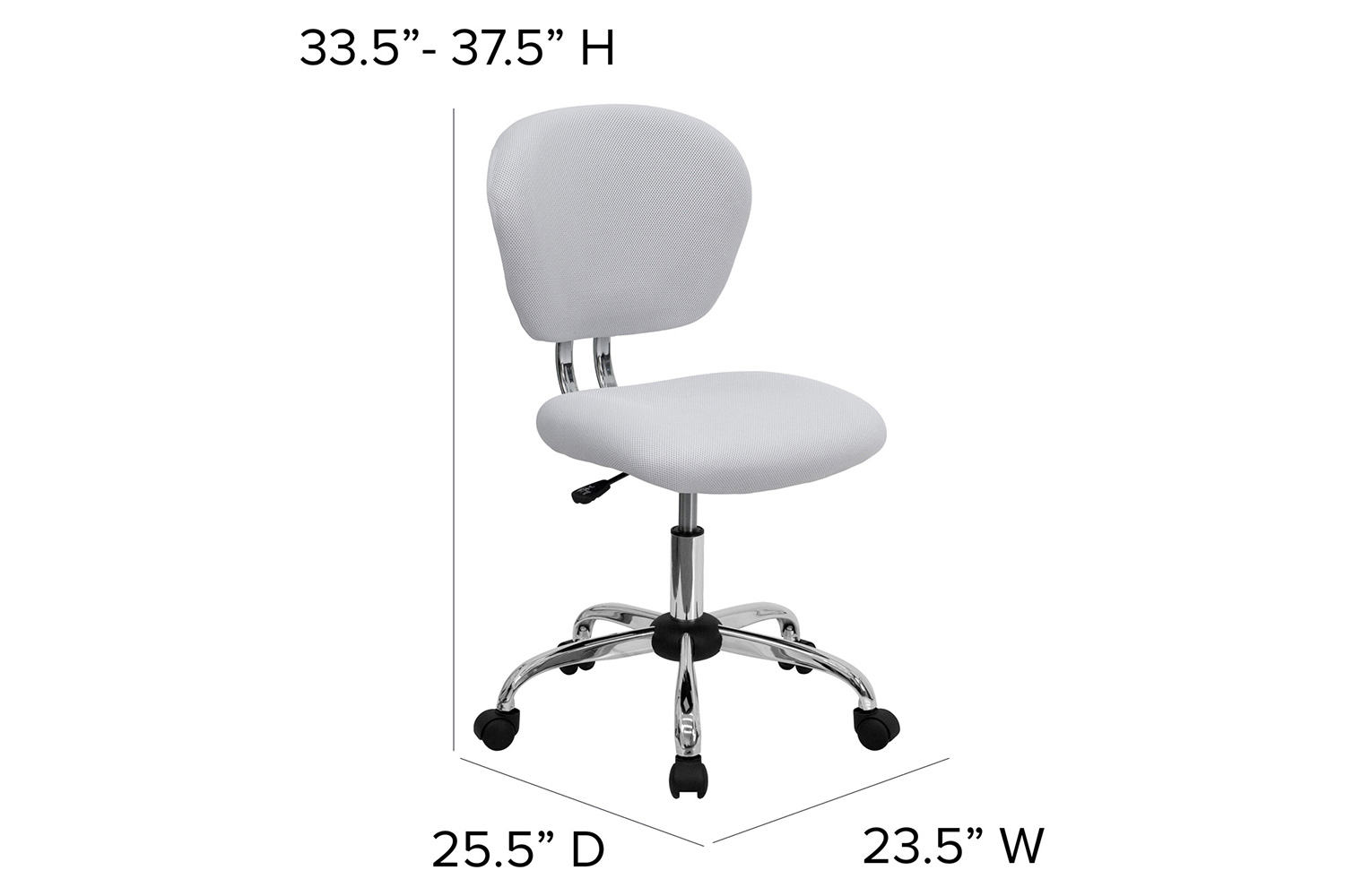 BLNK Beverly Mid-Back Mesh Padded Swivel Task Office Chair with Chrome Base - White