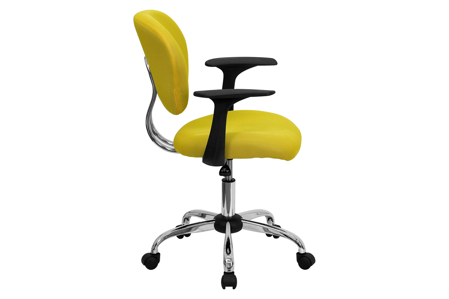 BLNK Beverly Mid-Back Mesh Padded Swivel Task Office Chair with Chrome Base - Yellow, with Arms