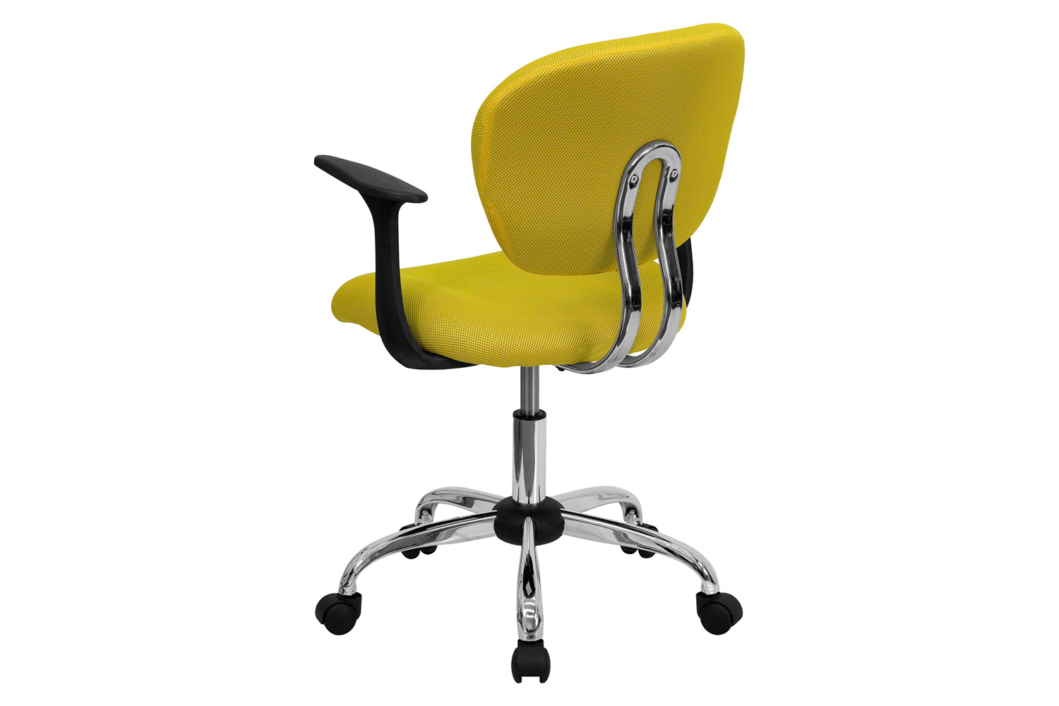 BLNK Beverly Mid-Back Mesh Padded Swivel Task Office Chair with Chrome Base - Yellow, with Arms