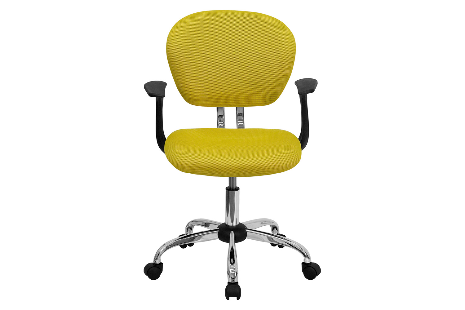 BLNK Beverly Mid-Back Mesh Padded Swivel Task Office Chair with Chrome Base - Yellow, with Arms