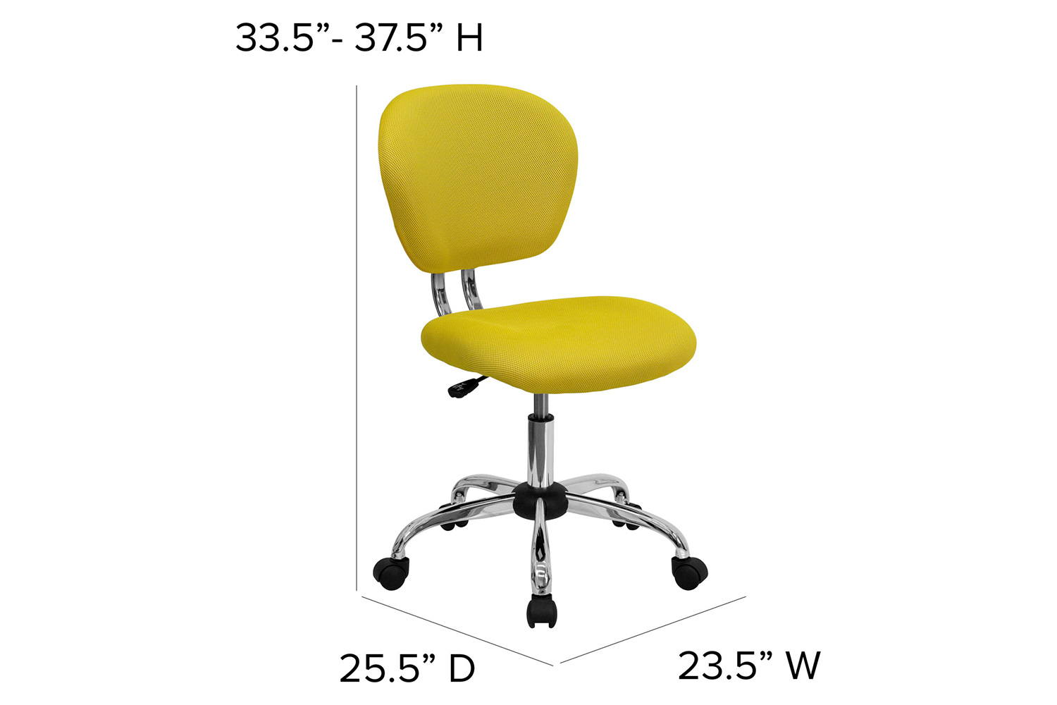 BLNK Beverly Mid-Back Mesh Padded Swivel Task Office Chair with Chrome Base - Yellow