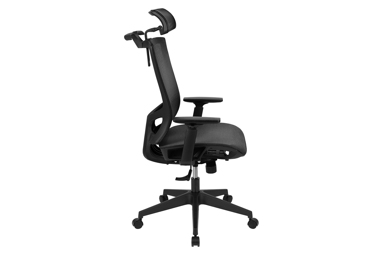 BLNK Layla Ergonomic Mesh Office Chair with Synchro-Tilt, Pivot Adjustable Headrest, Lumbar Support, Coat Hanger and Adjustable Arms - Black