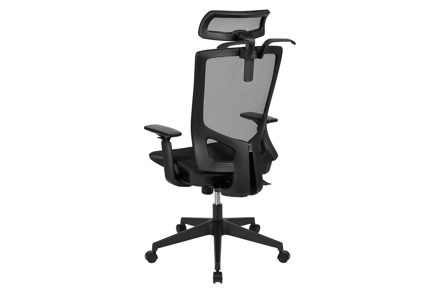 BLNK Layla Ergonomic Mesh Office Chair with Synchro-Tilt, Pivot Adjustable Headrest, Lumbar Support, Coat Hanger and Adjustable Arms - Black