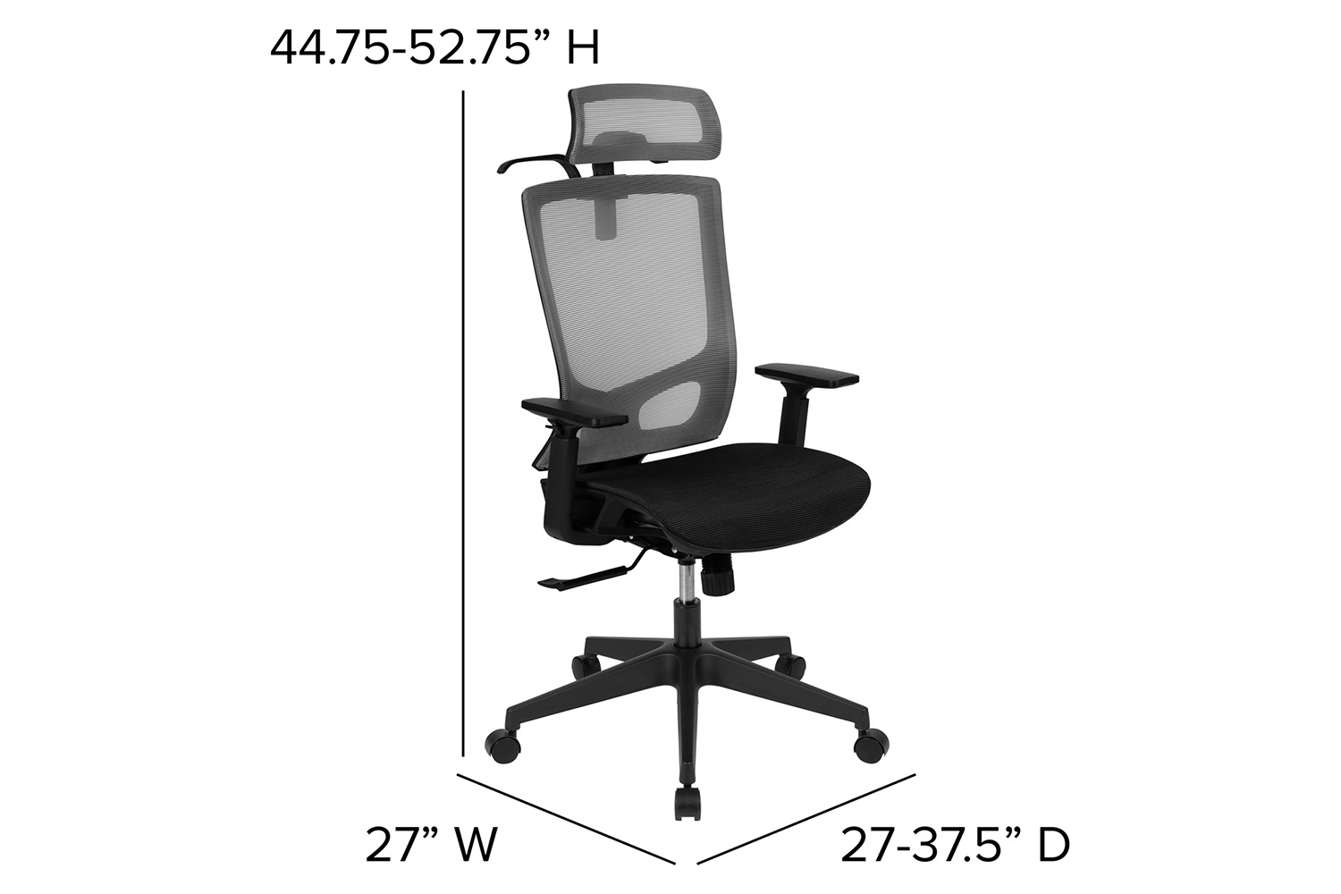 BLNK - Ergonomic Mesh Office Chair with Synchro-Tilt, Pivot Adjustable Headrest, Lumbar Support, Coat Hanger and Adjustable Arms