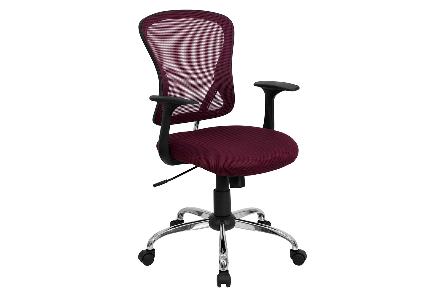 BLNK Alfred Mid-Back Mesh Swivel Task Office Chair with Chrome Base and Arms - Burgundy