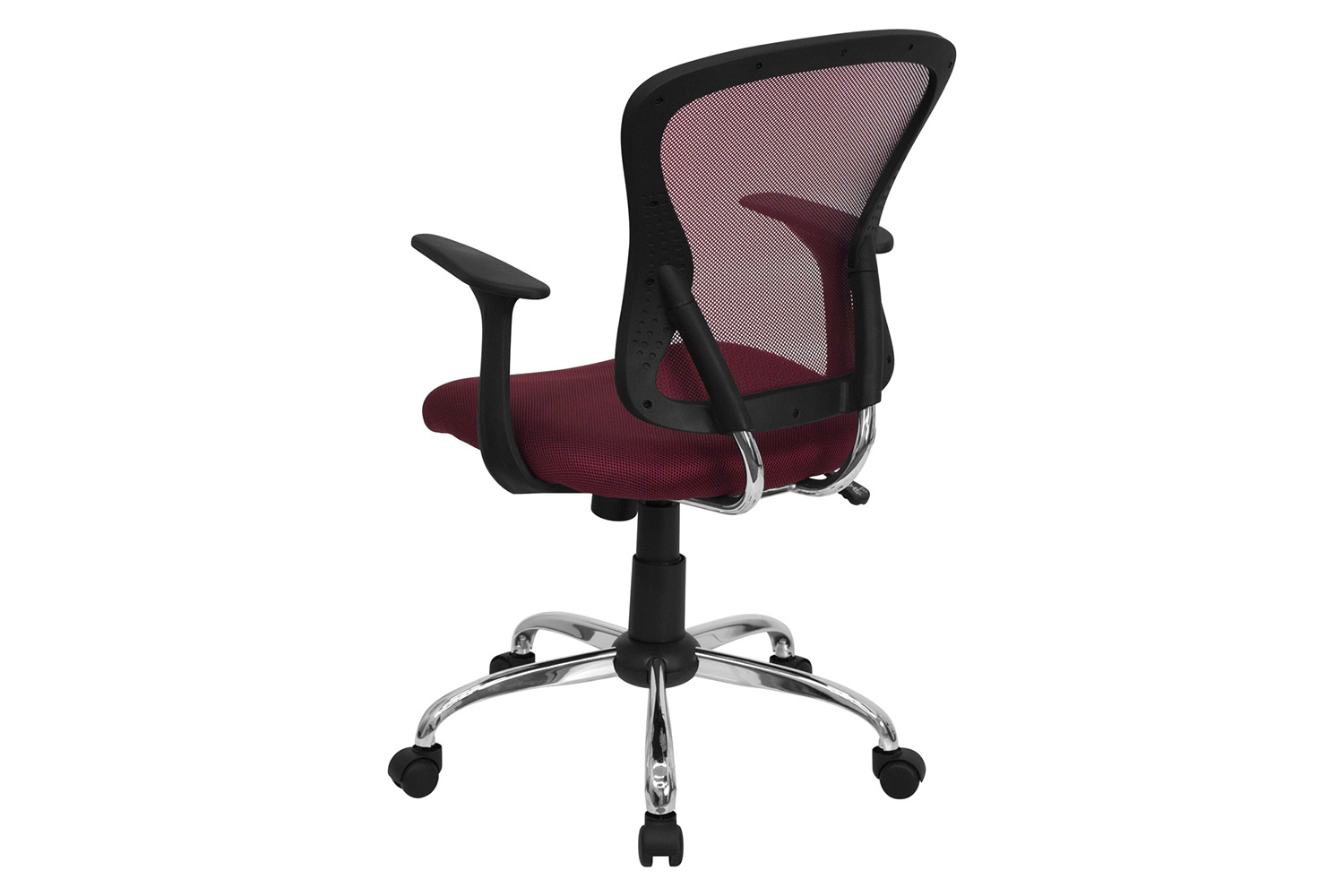 BLNK Alfred Mid-Back Mesh Swivel Task Office Chair with Chrome Base and Arms - Burgundy