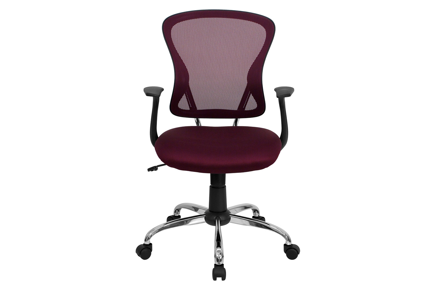 BLNK Alfred Mid-Back Mesh Swivel Task Office Chair with Chrome Base and Arms - Burgundy