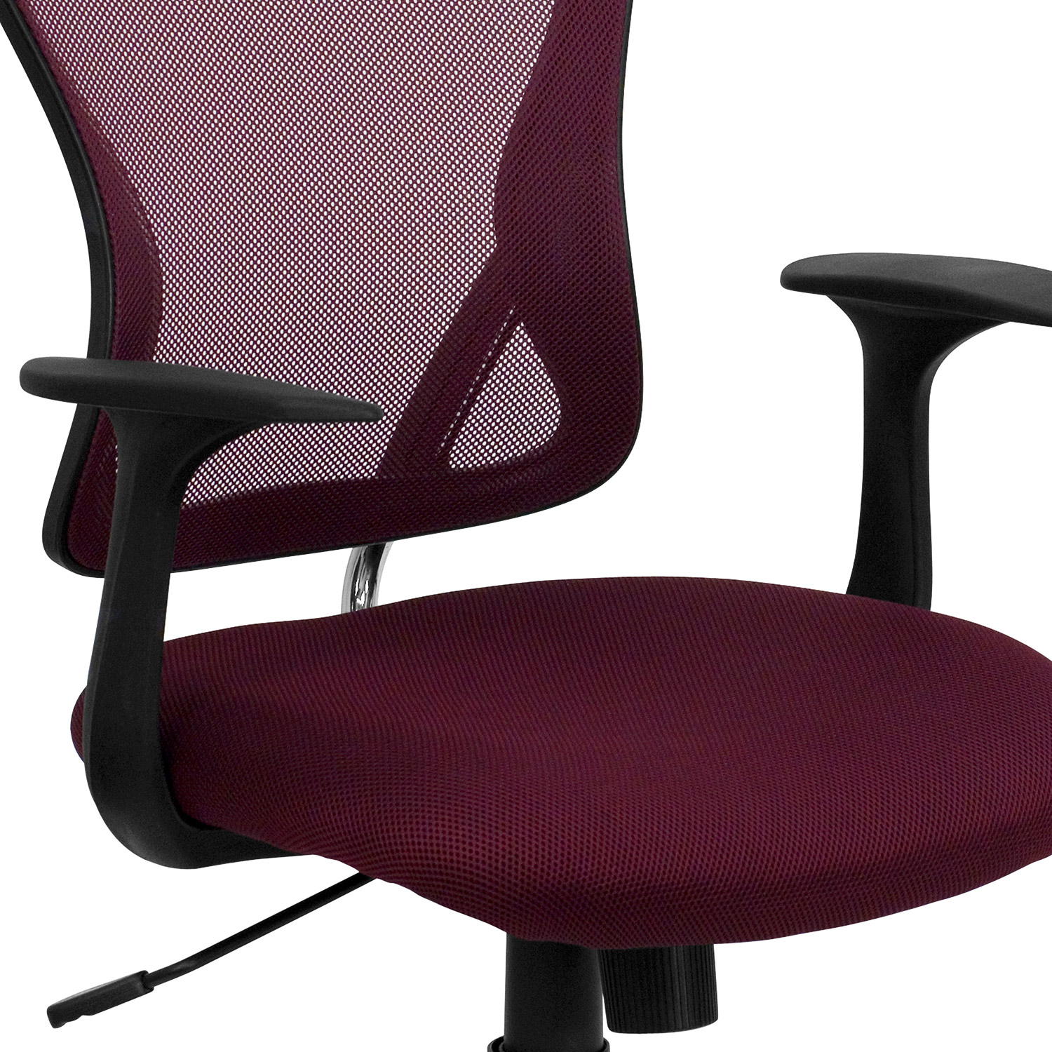 BLNK Alfred Mid-Back Mesh Swivel Task Office Chair with Chrome Base and Arms - Burgundy