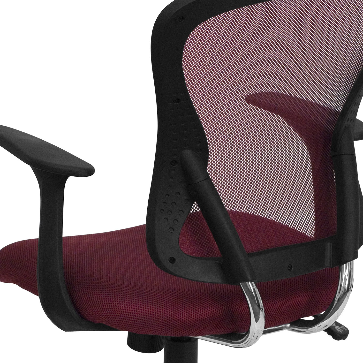 BLNK Alfred Mid-Back Mesh Swivel Task Office Chair with Chrome Base and Arms - Burgundy