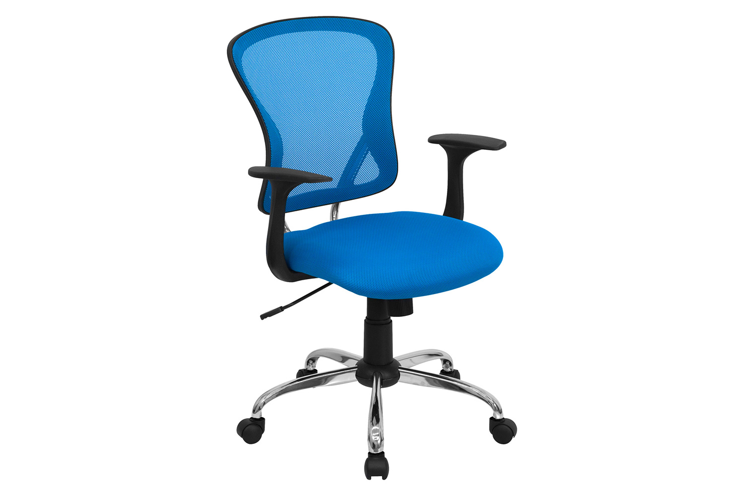 BLNK Alfred Mid-Back Mesh Swivel Task Office Chair with Chrome Base and Arms - Blue