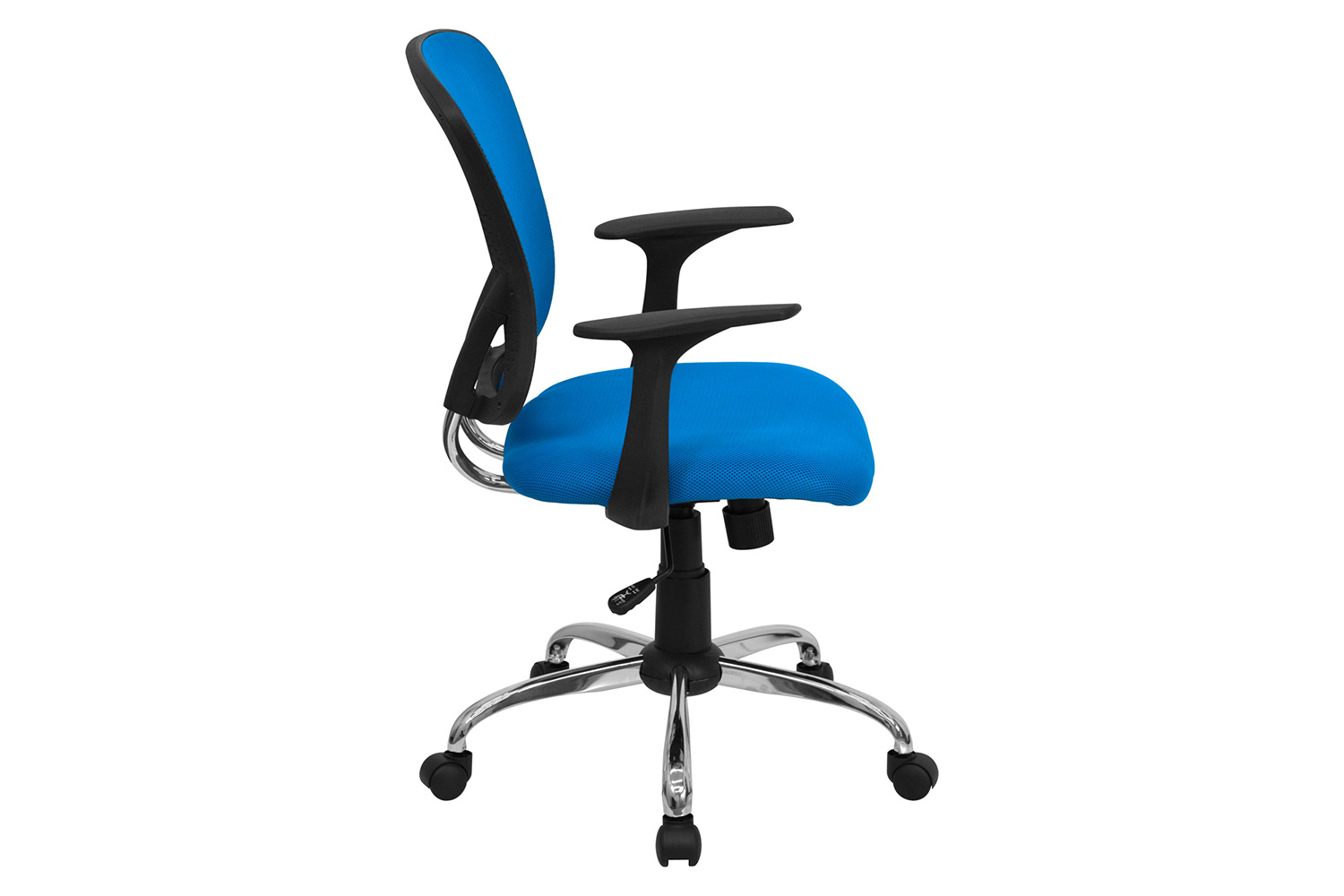 BLNK Alfred Mid-Back Mesh Swivel Task Office Chair with Chrome Base and Arms - Blue