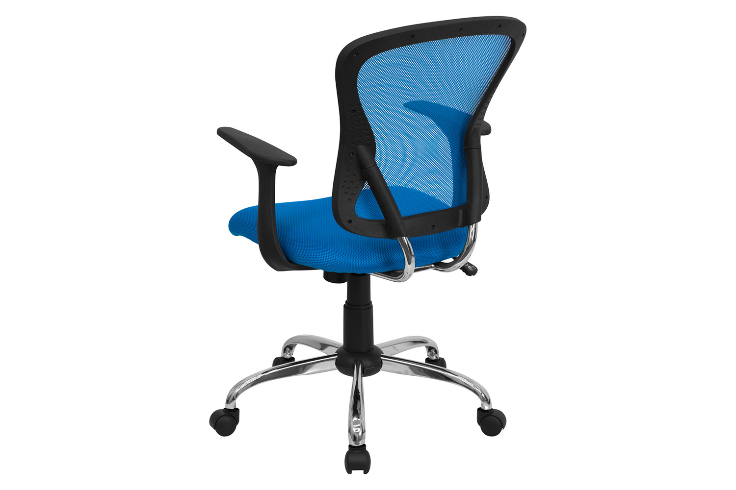 BLNK Alfred Mid-Back Mesh Swivel Task Office Chair with Chrome Base and Arms - Blue