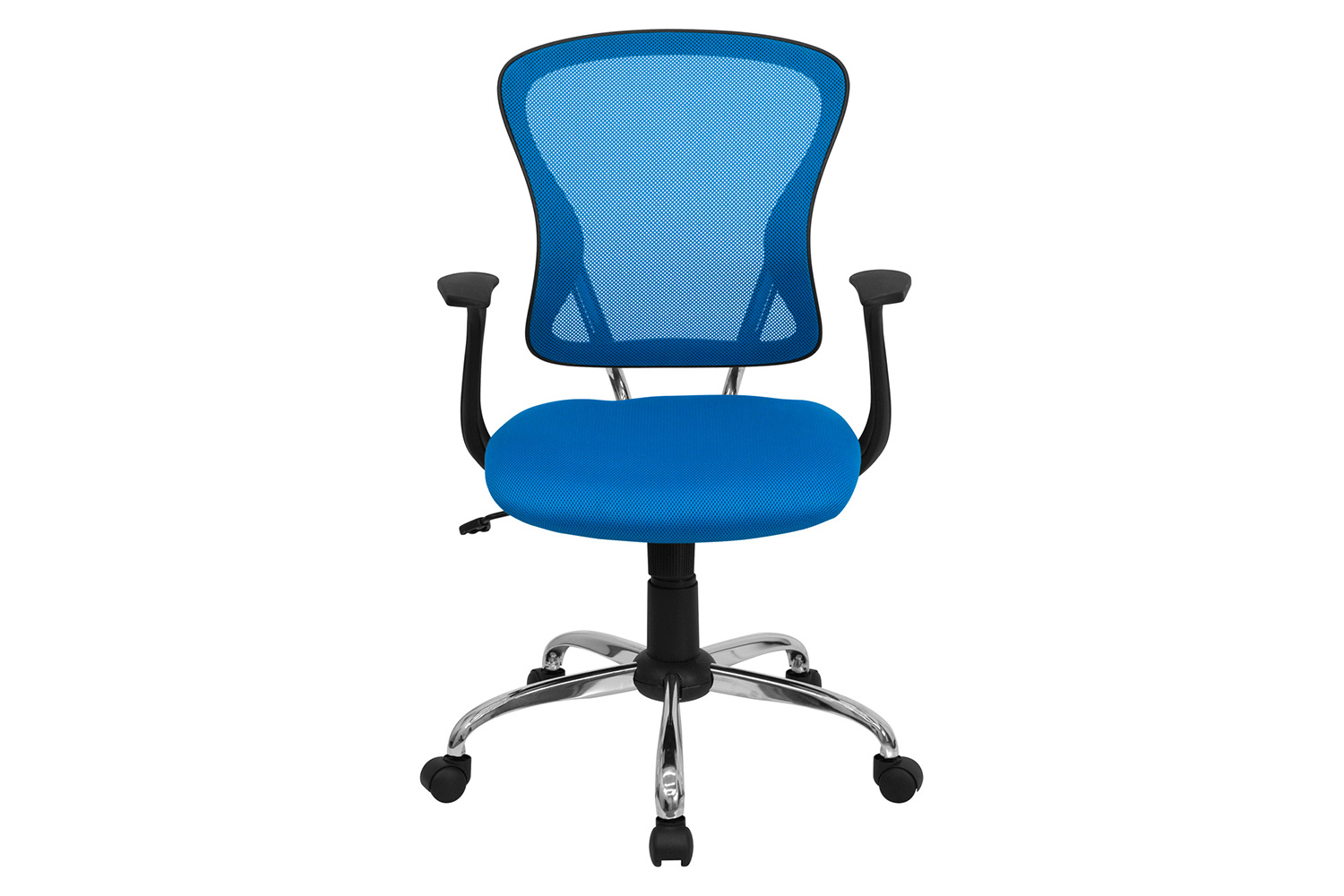 BLNK Alfred Mid-Back Mesh Swivel Task Office Chair with Chrome Base and Arms - Blue