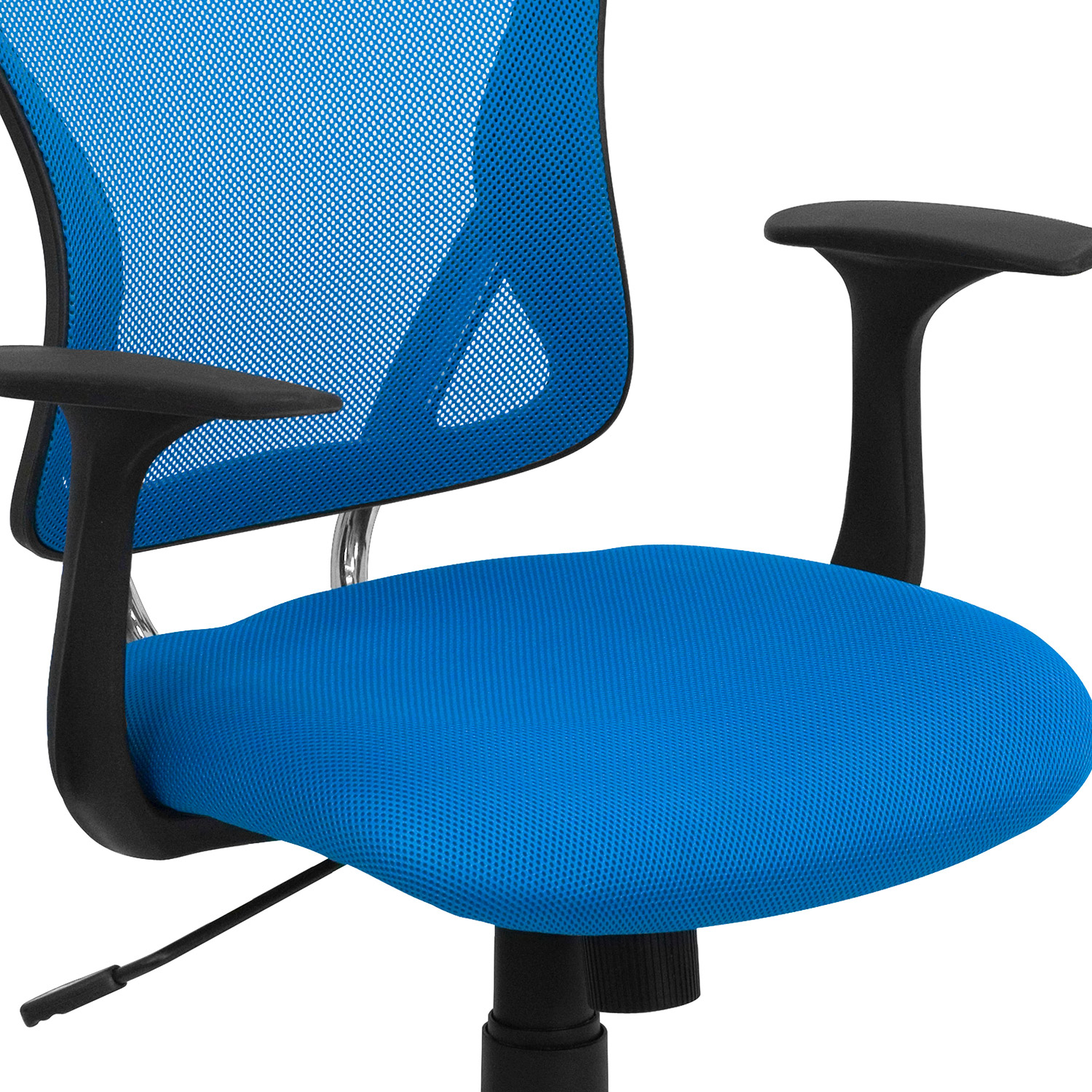 BLNK Alfred Mid-Back Mesh Swivel Task Office Chair with Chrome Base and Arms - Blue