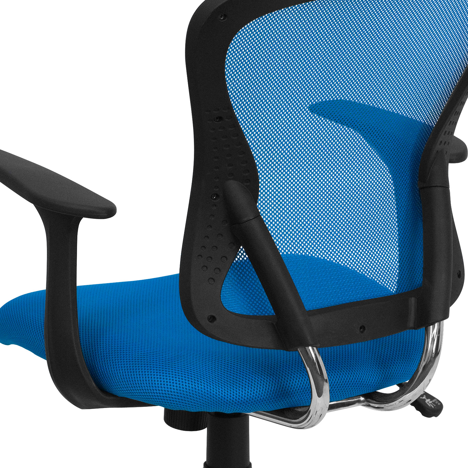 BLNK Alfred Mid-Back Mesh Swivel Task Office Chair with Chrome Base and Arms - Blue