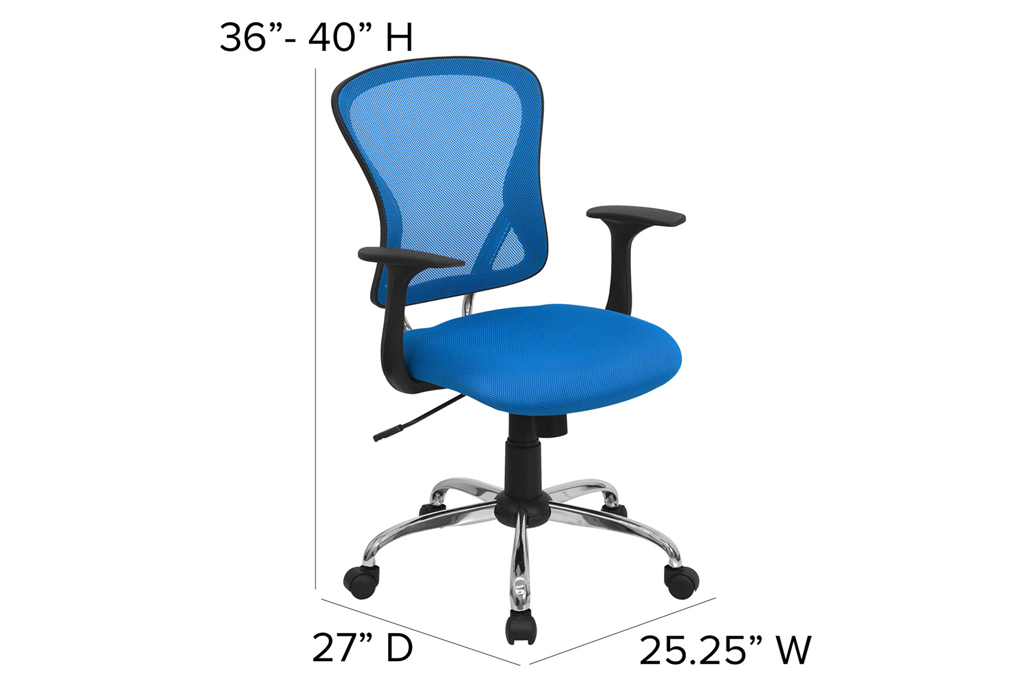 BLNK Alfred Mid-Back Mesh Swivel Task Office Chair with Chrome Base and Arms - Blue