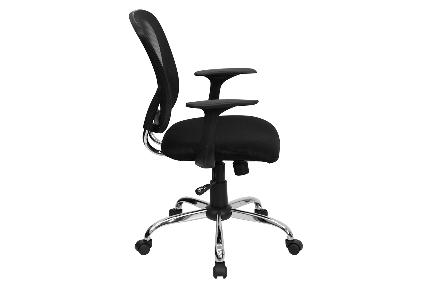 BLNK Alfred Mid-Back Mesh Swivel Task Office Chair with Chrome Base and Arms - Black