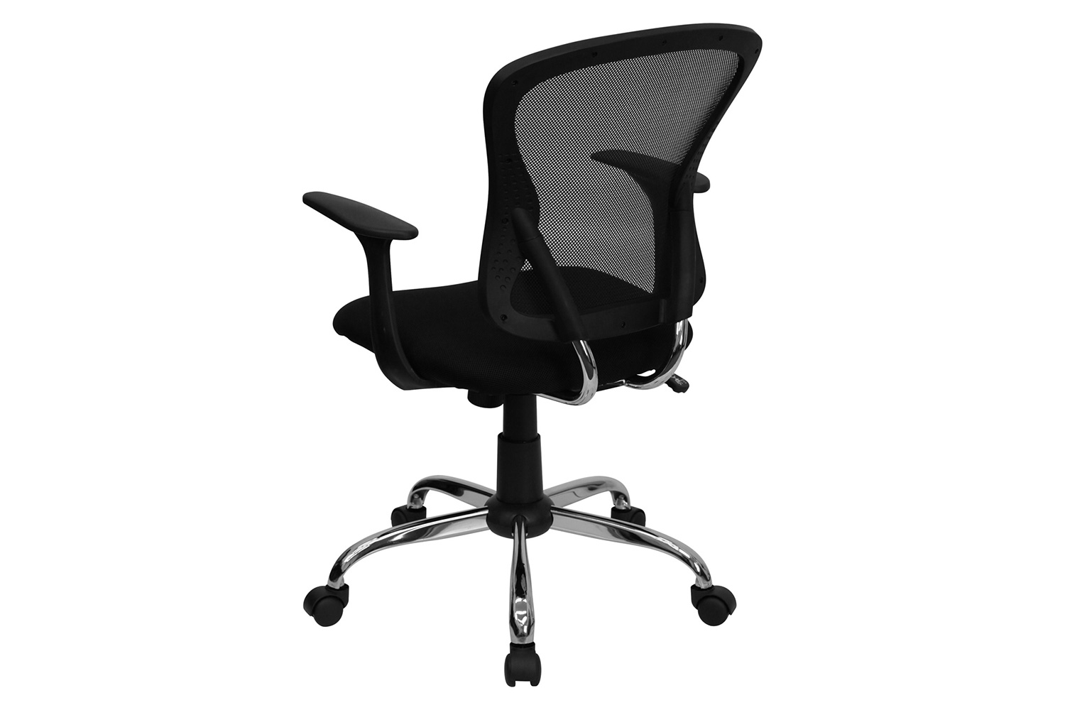 BLNK Alfred Mid-Back Mesh Swivel Task Office Chair with Chrome Base and Arms - Black