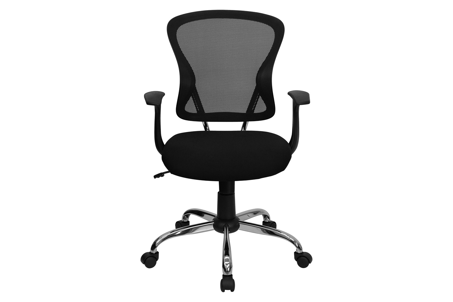 BLNK Alfred Mid-Back Mesh Swivel Task Office Chair with Chrome Base and Arms - Black