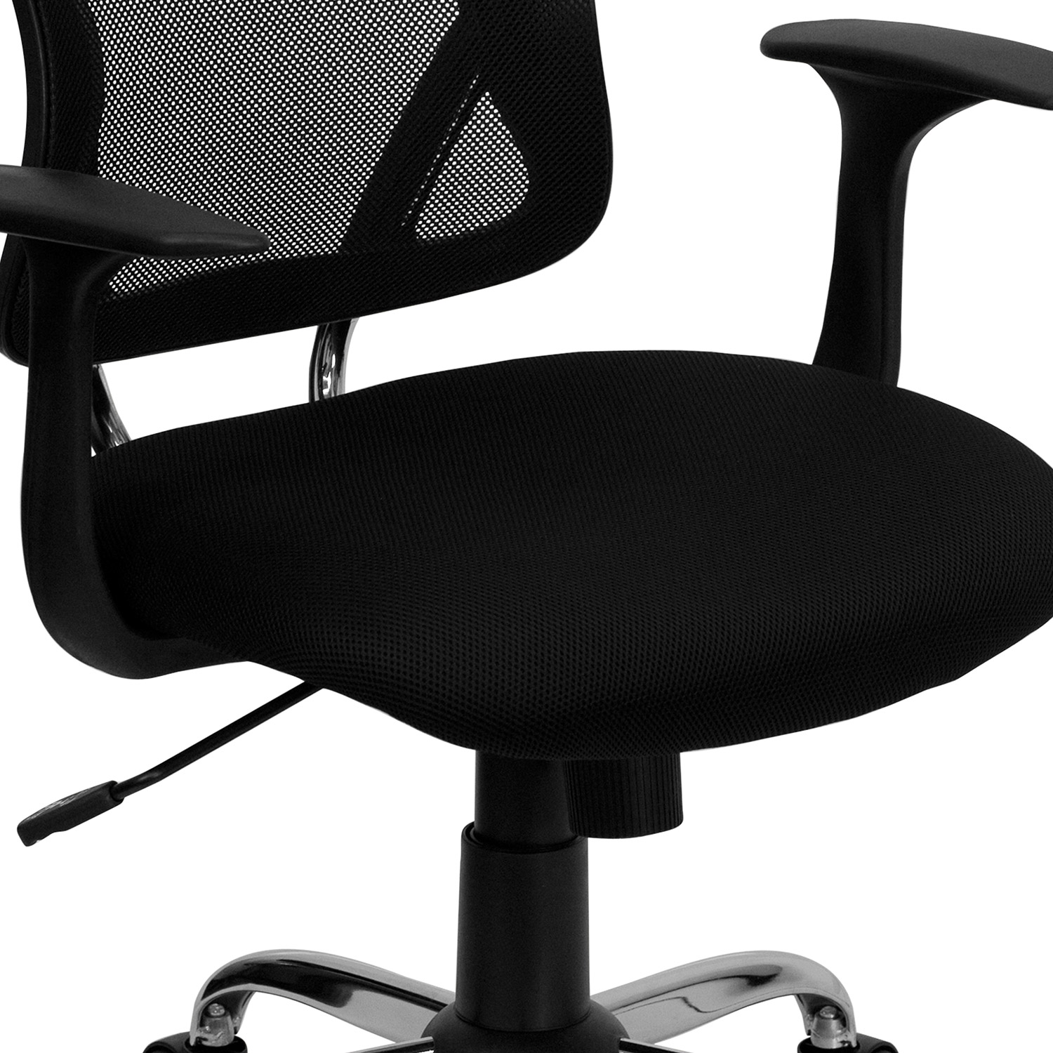 BLNK Alfred Mid-Back Mesh Swivel Task Office Chair with Chrome Base and Arms - Black