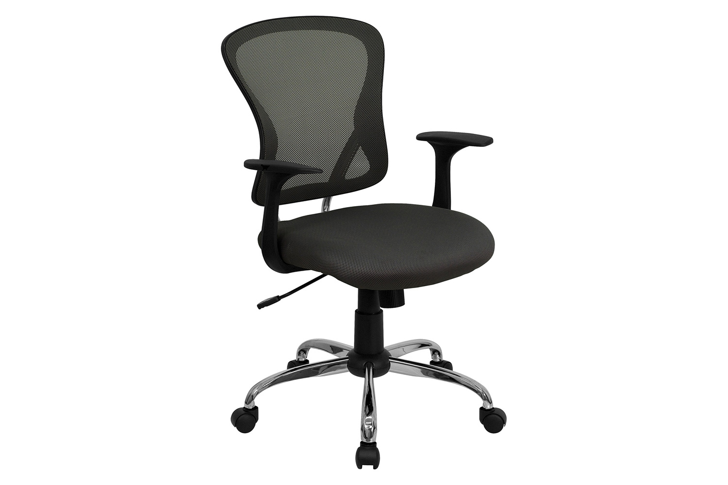 BLNK Alfred Mid-Back Mesh Swivel Task Office Chair with Chrome Base and Arms - Dark Gray