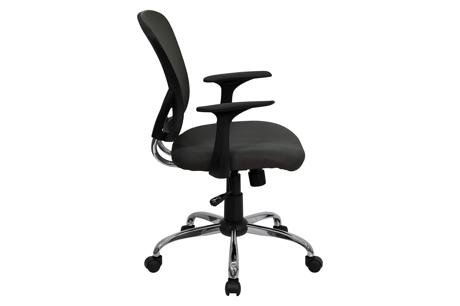 BLNK Alfred Mid-Back Mesh Swivel Task Office Chair with Chrome Base and Arms - Dark Gray