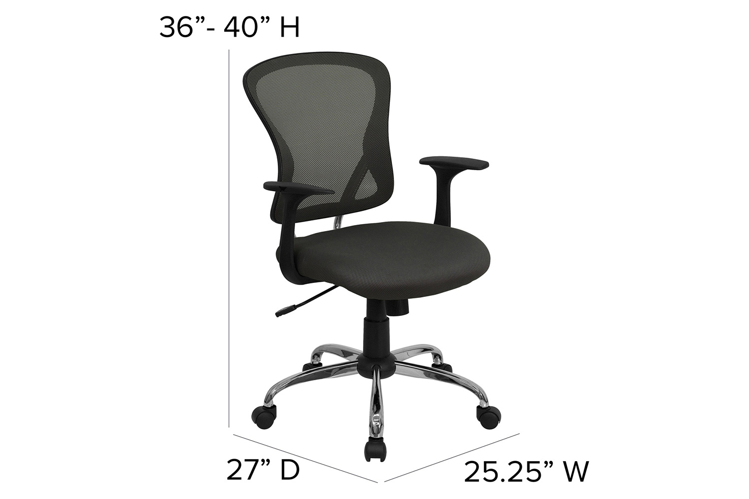 BLNK Alfred Mid-Back Mesh Swivel Task Office Chair with Chrome Base and Arms - Dark Gray