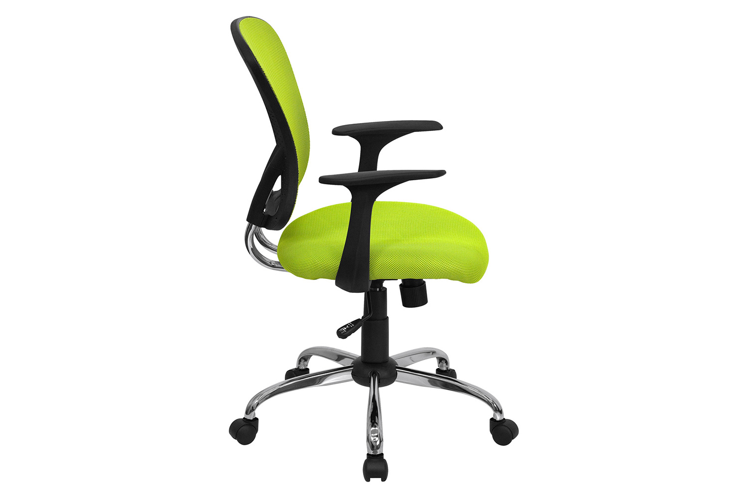 BLNK Alfred Mid-Back Mesh Swivel Task Office Chair with Chrome Base and Arms - Green