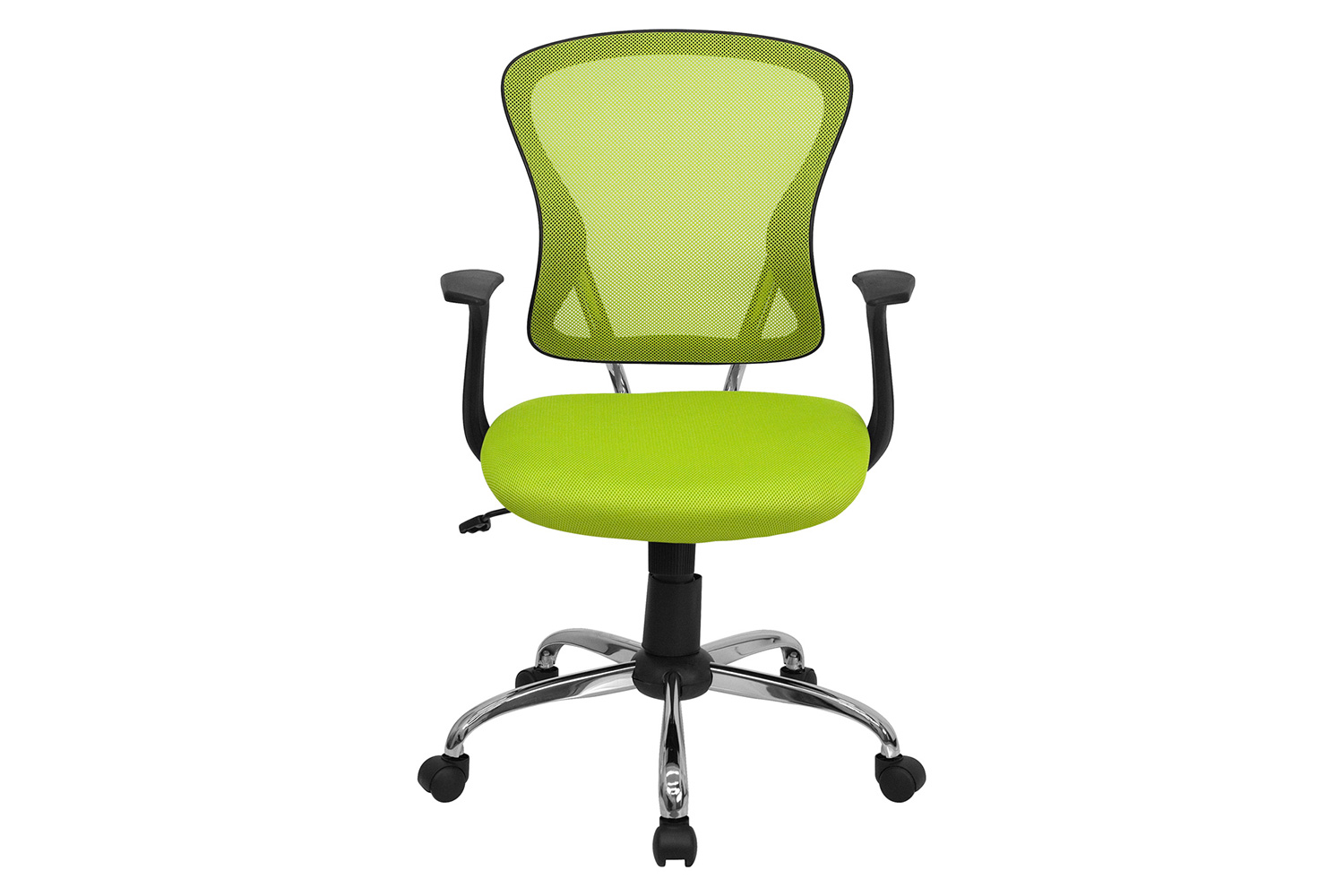 BLNK Alfred Mid-Back Mesh Swivel Task Office Chair with Chrome Base and Arms - Green