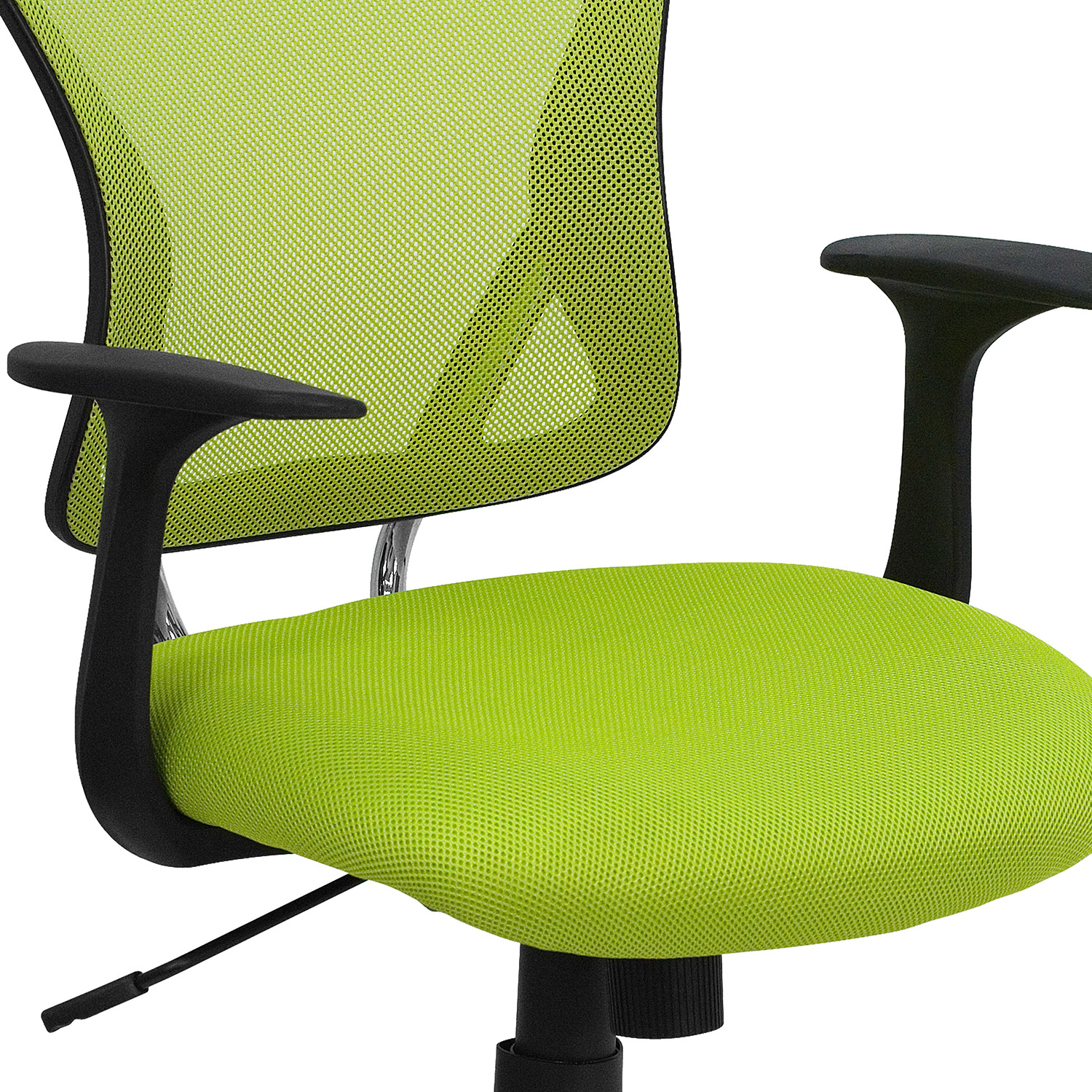 BLNK Alfred Mid-Back Mesh Swivel Task Office Chair with Chrome Base and Arms - Green