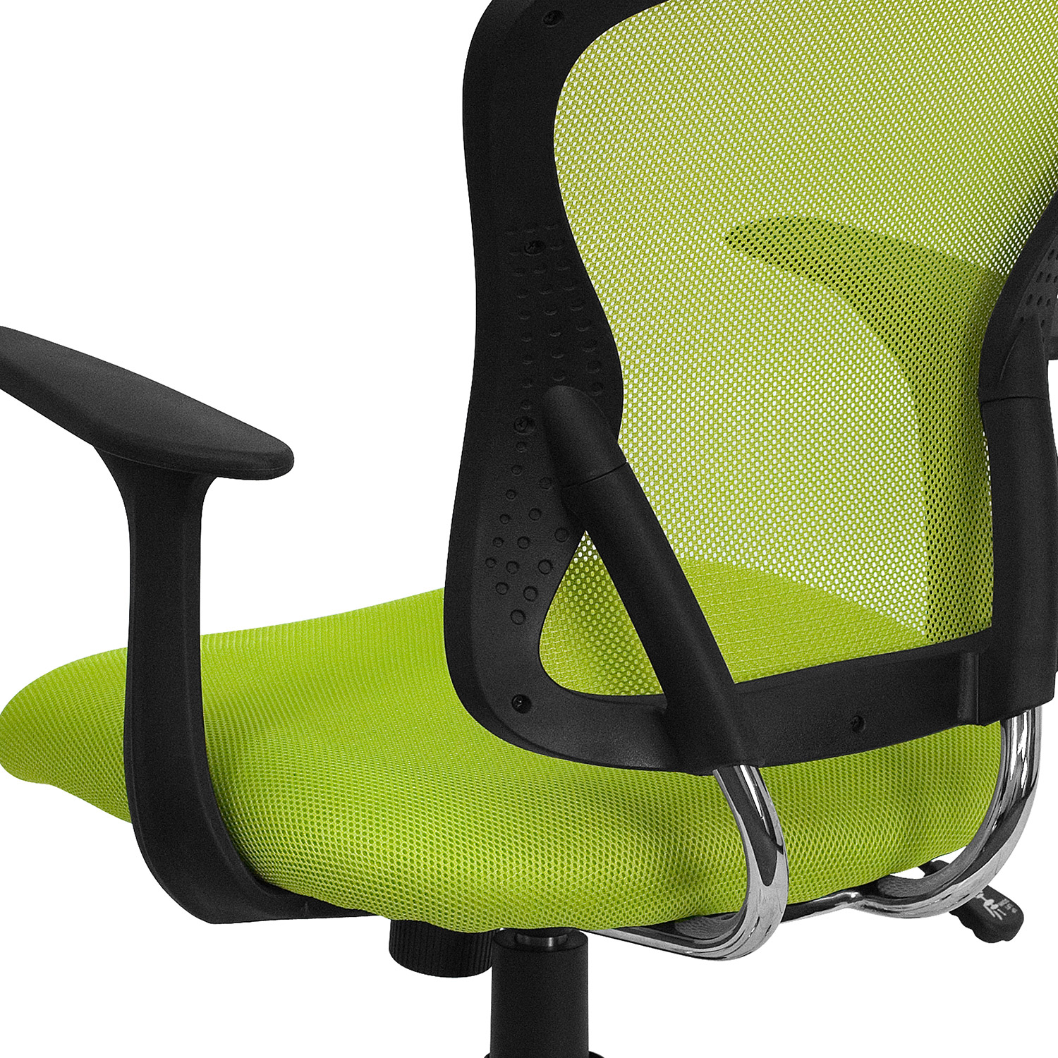 BLNK Alfred Mid-Back Mesh Swivel Task Office Chair with Chrome Base and Arms - Green