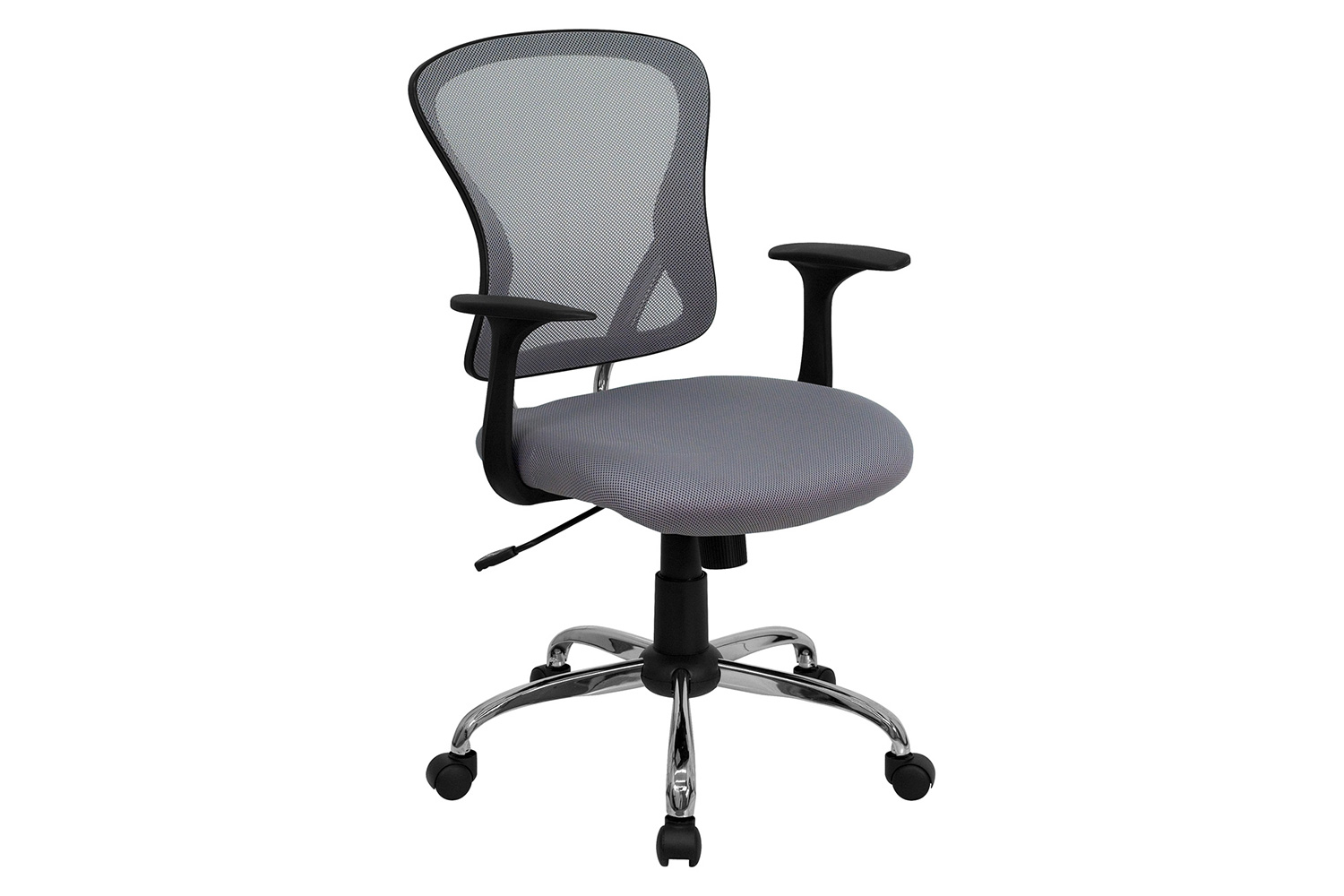 BLNK Alfred Mid-Back Mesh Swivel Task Office Chair with Chrome Base and Arms - Gray