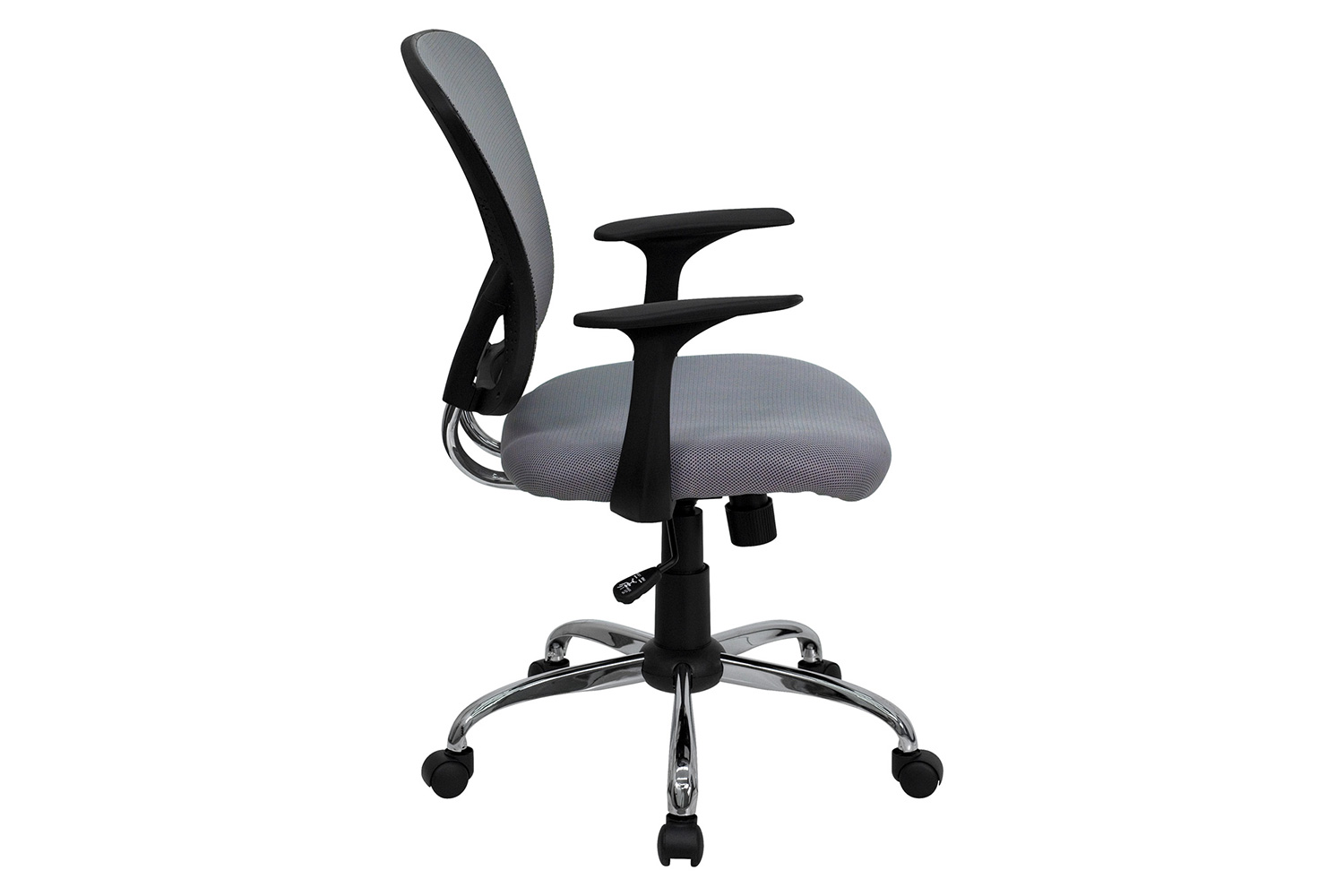 BLNK Alfred Mid-Back Mesh Swivel Task Office Chair with Chrome Base and Arms - Gray