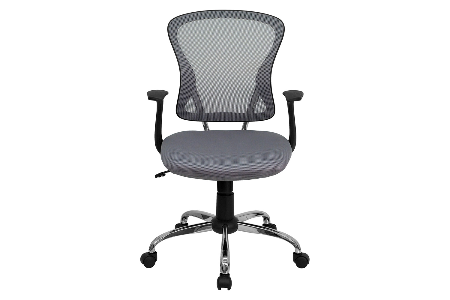 BLNK Alfred Mid-Back Mesh Swivel Task Office Chair with Chrome Base and Arms - Gray