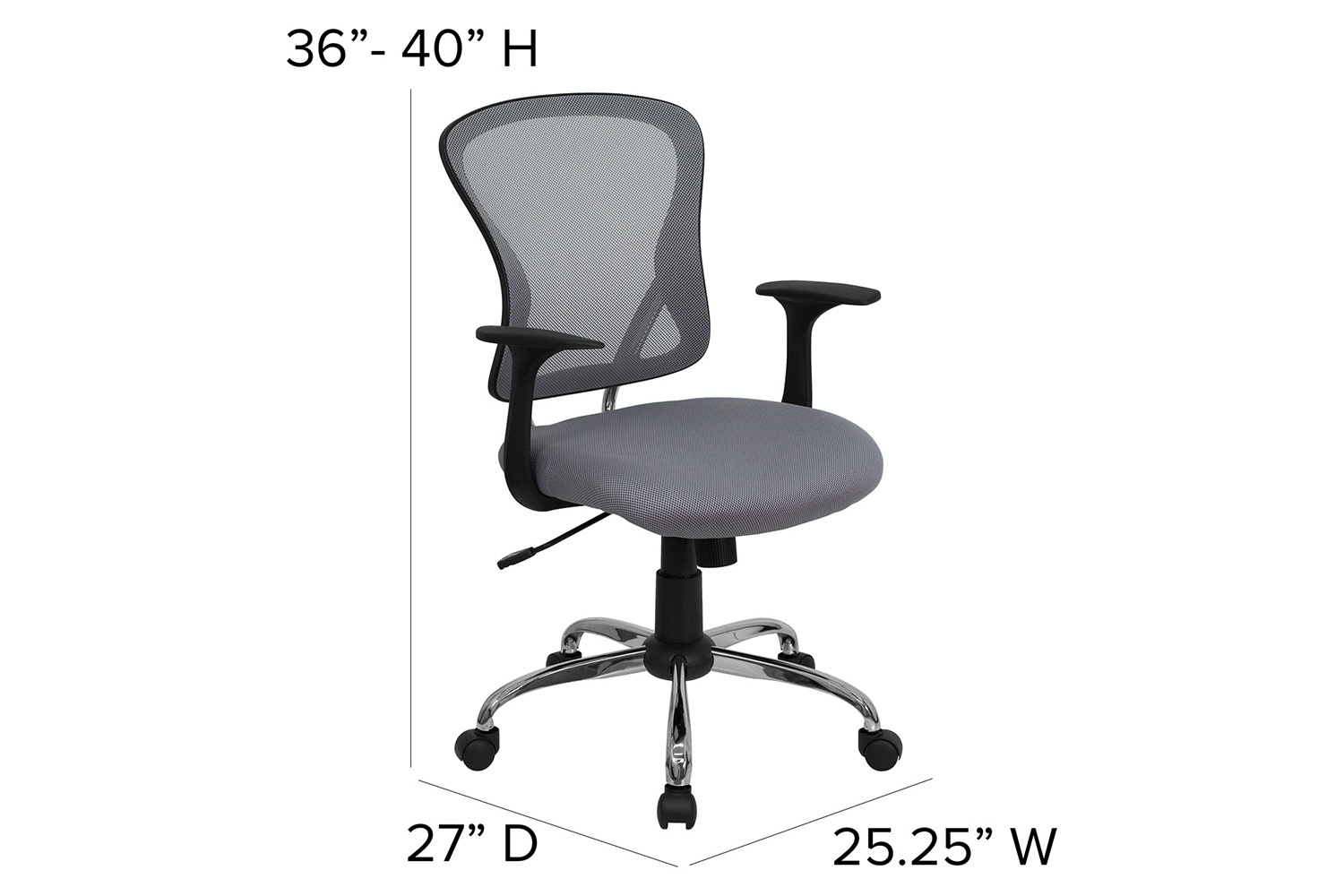 BLNK Alfred Mid-Back Mesh Swivel Task Office Chair with Chrome Base and Arms - Gray