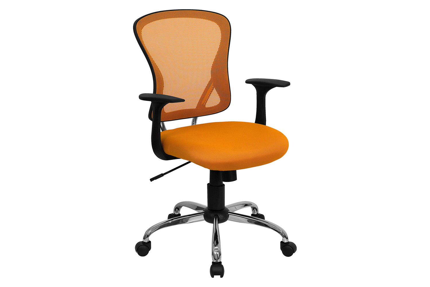 BLNK Alfred Mid-Back Mesh Swivel Task Office Chair with Chrome Base and Arms - Orange