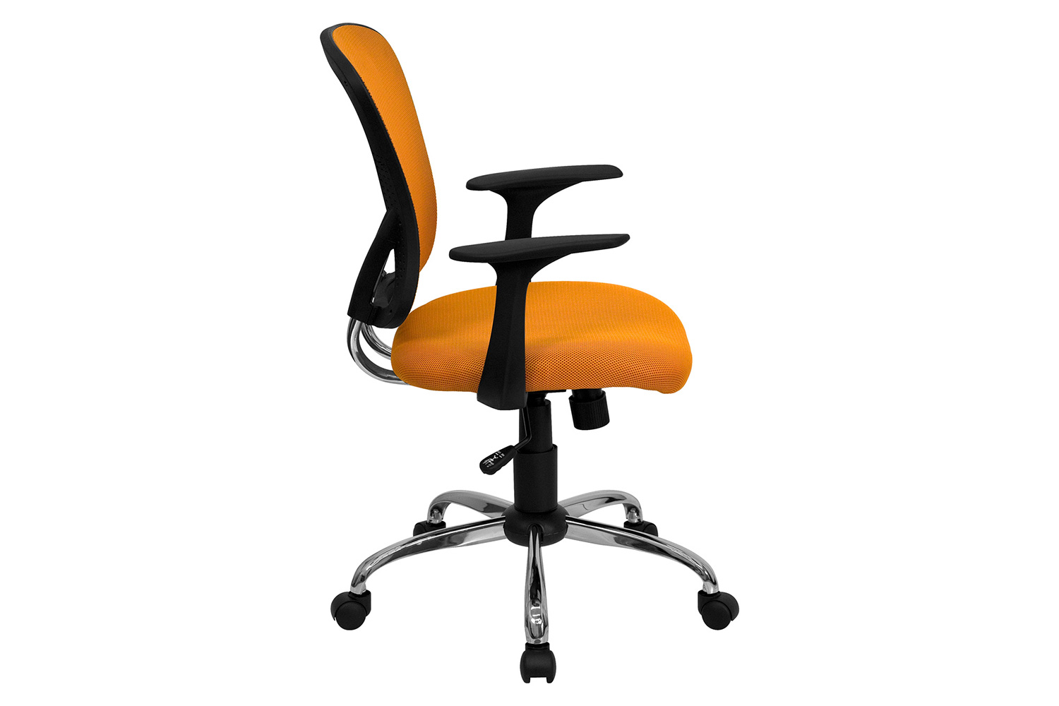 BLNK Alfred Mid-Back Mesh Swivel Task Office Chair with Chrome Base and Arms - Orange