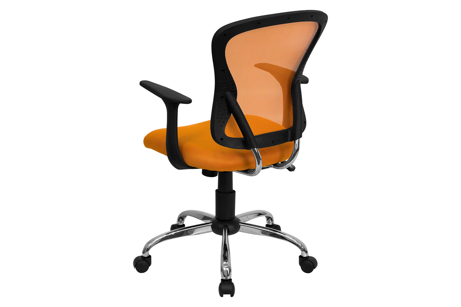 BLNK Alfred Mid-Back Mesh Swivel Task Office Chair with Chrome Base and Arms - Orange