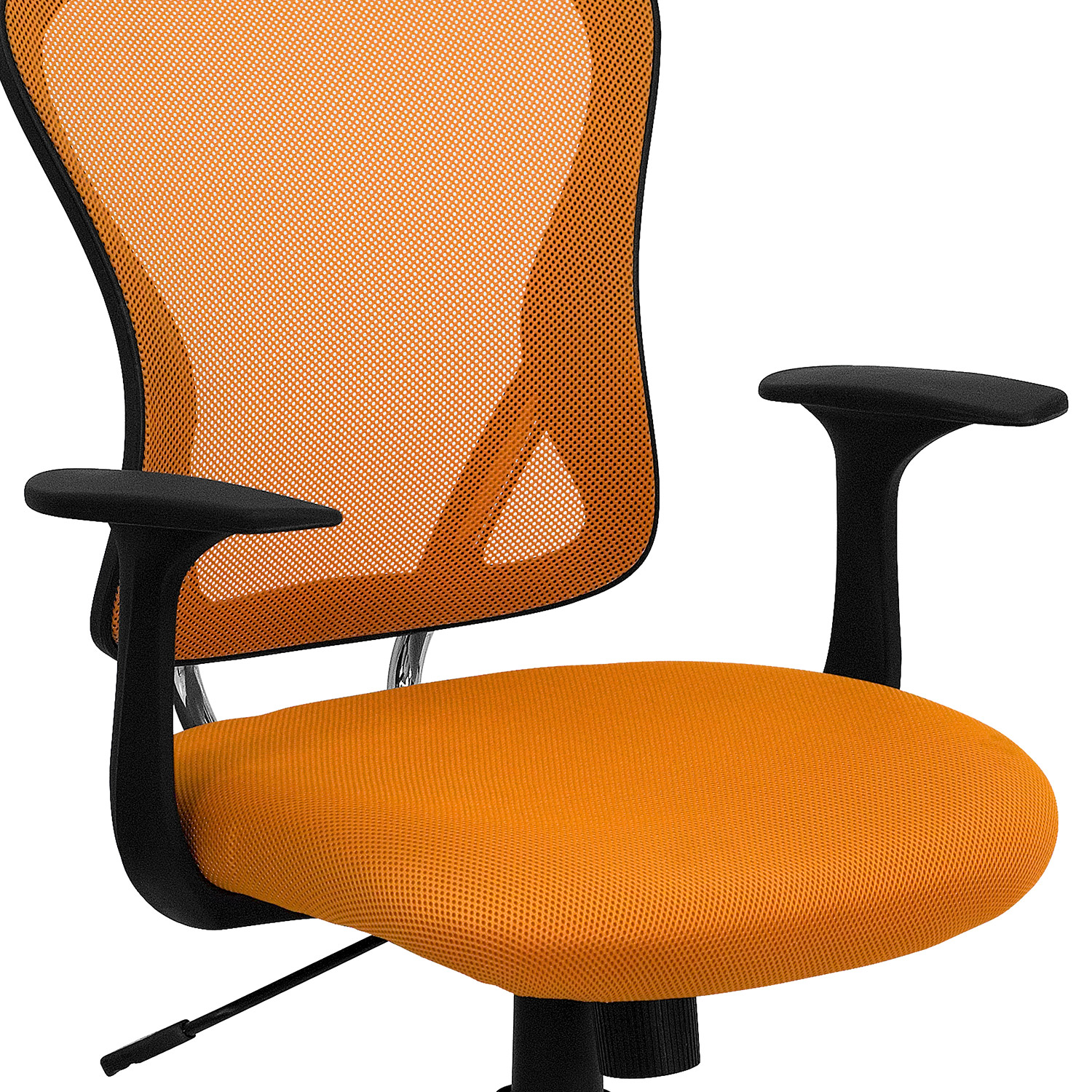 BLNK Alfred Mid-Back Mesh Swivel Task Office Chair with Chrome Base and Arms - Orange