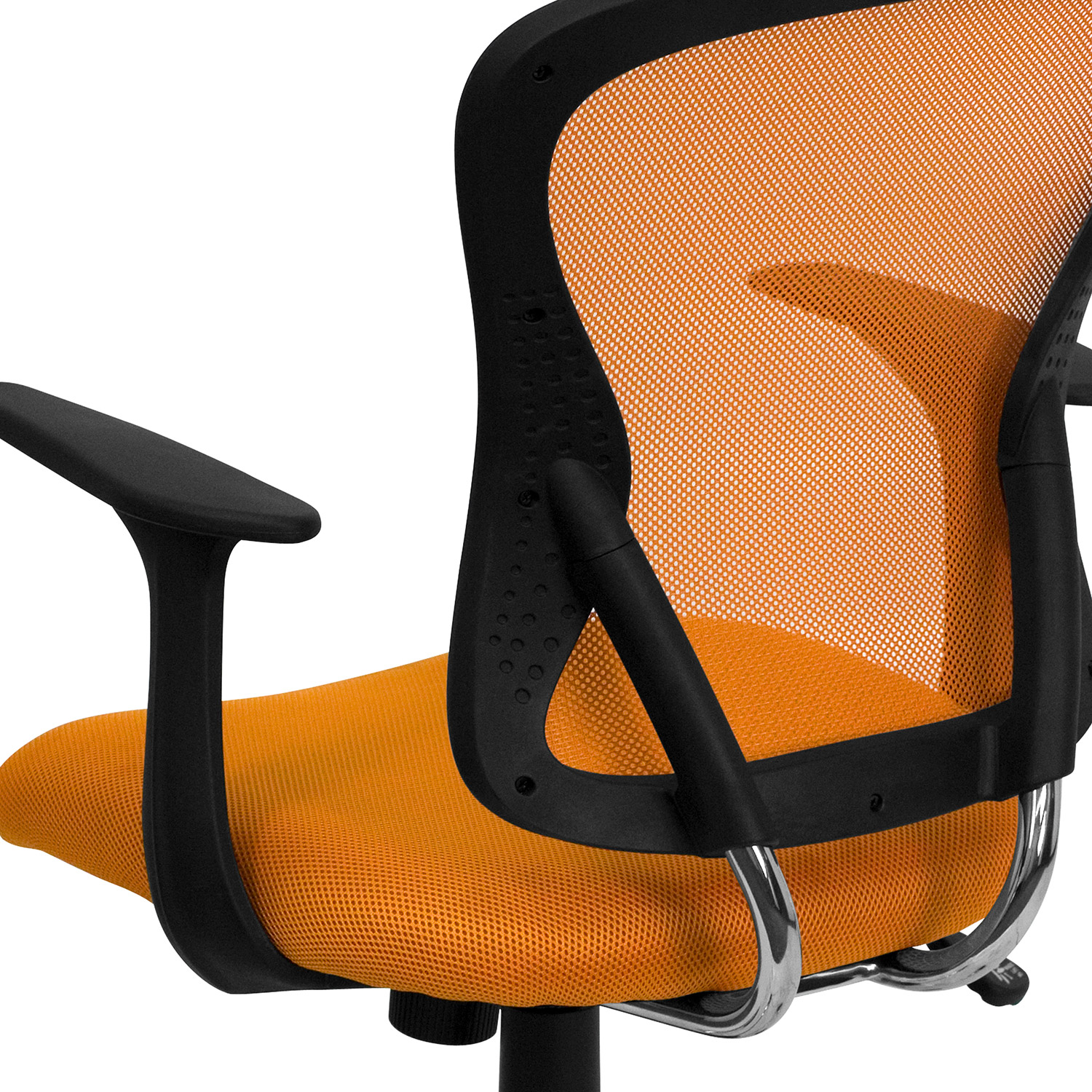 BLNK Alfred Mid-Back Mesh Swivel Task Office Chair with Chrome Base and Arms - Orange