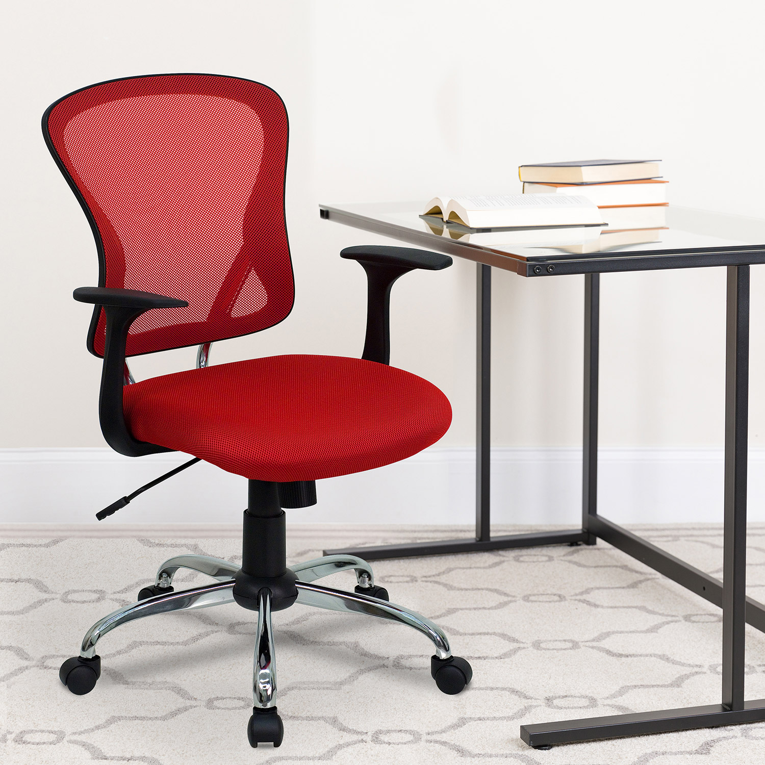 BLNK Alfred Mid-Back Mesh Swivel Task Office Chair with Chrome Base and Arms