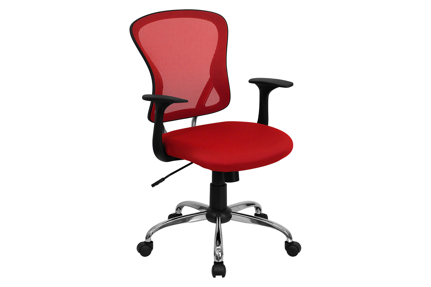 BLNK Alfred Mid-Back Mesh Swivel Task Office Chair with Chrome Base and Arms - Red