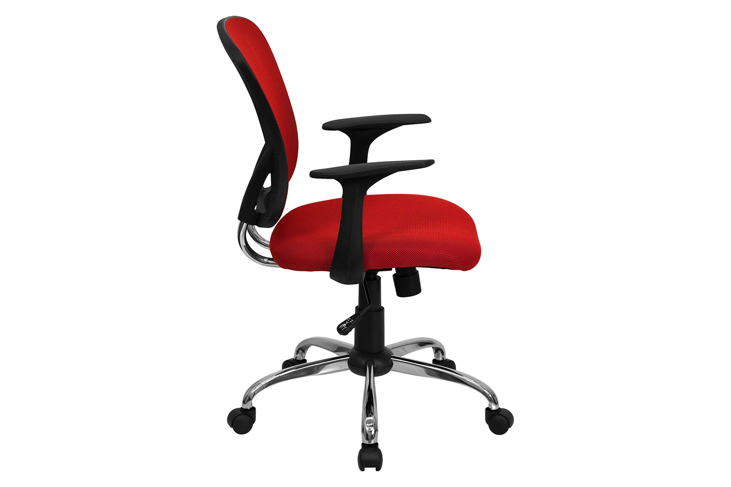 BLNK Alfred Mid-Back Mesh Swivel Task Office Chair with Chrome Base and Arms - Red