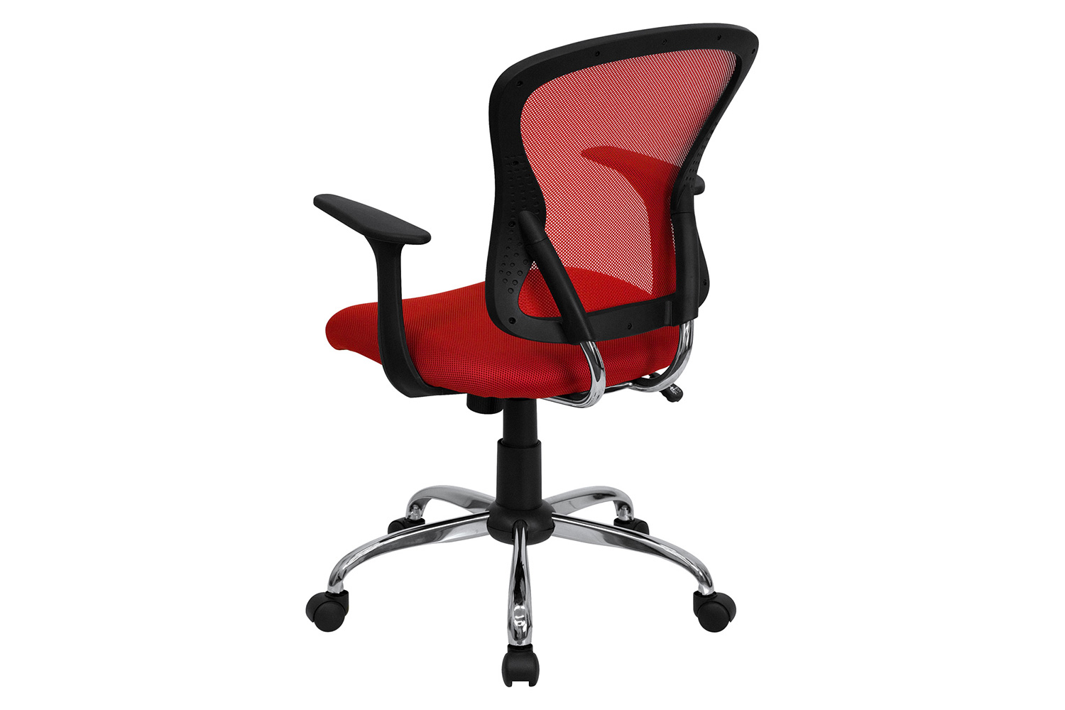 BLNK Alfred Mid-Back Mesh Swivel Task Office Chair with Chrome Base and Arms - Red