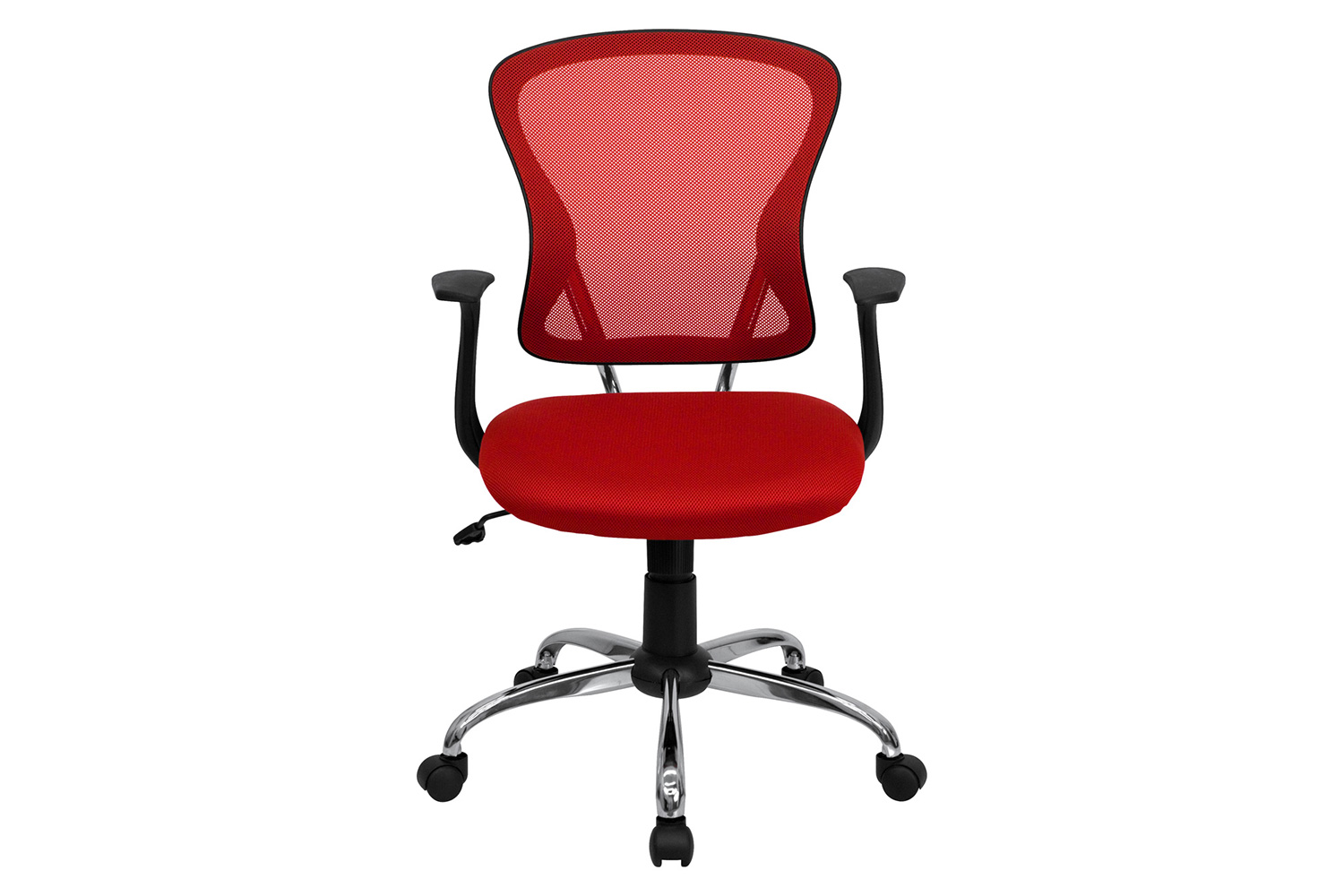 BLNK Alfred Mid-Back Mesh Swivel Task Office Chair with Chrome Base and Arms - Red