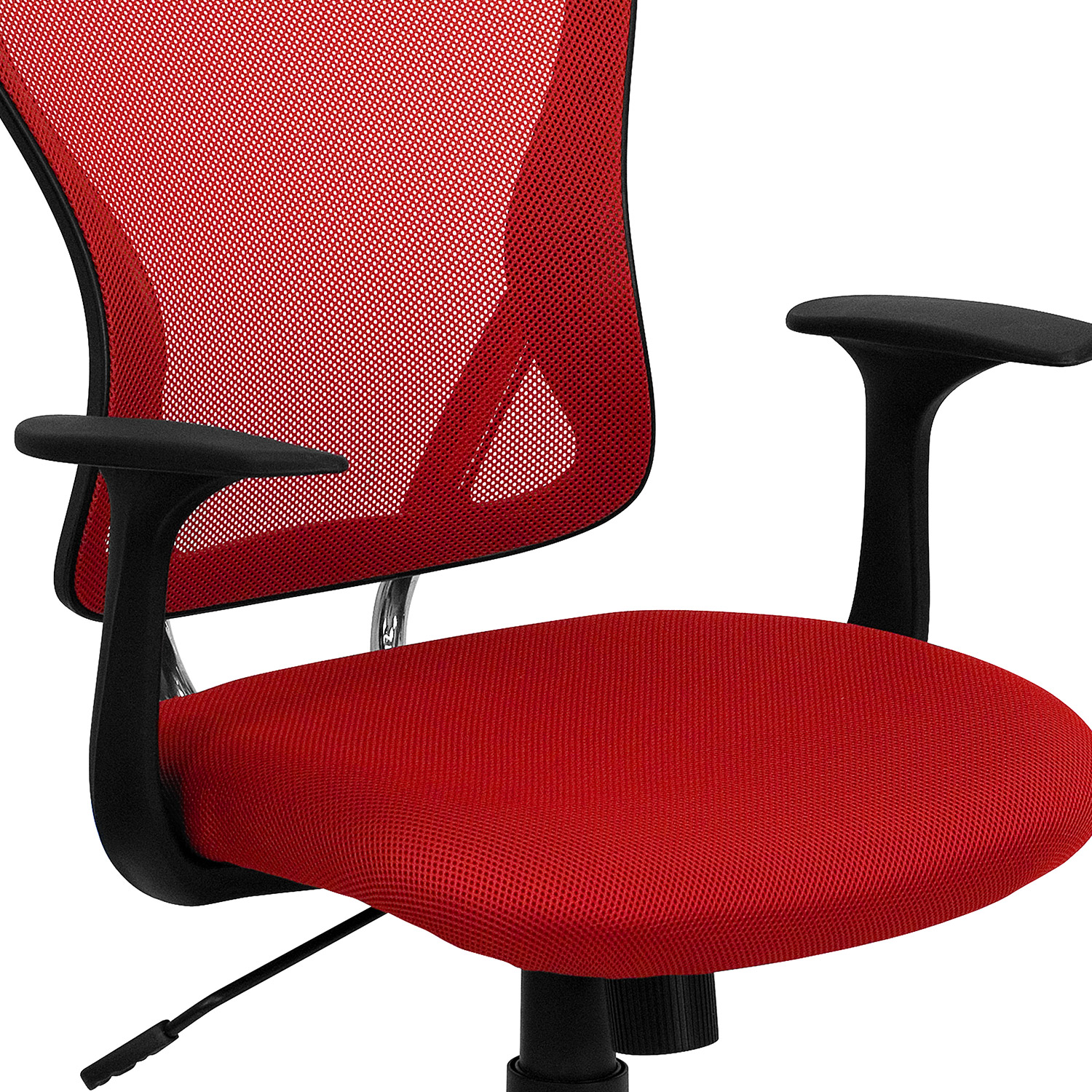 BLNK Alfred Mid-Back Mesh Swivel Task Office Chair with Chrome Base and Arms - Red